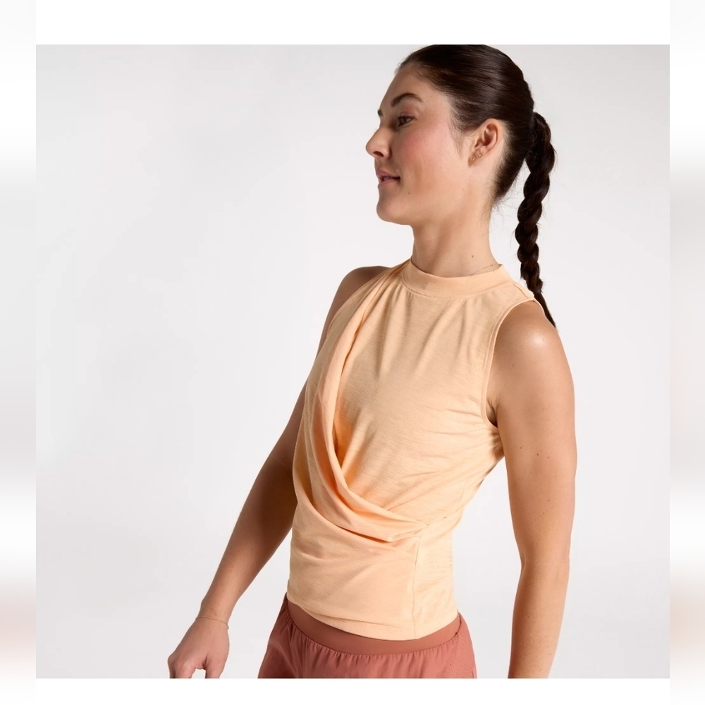 NWT Calia Womens Wrap Front Tissue Tank Top Orange Peach Size XS